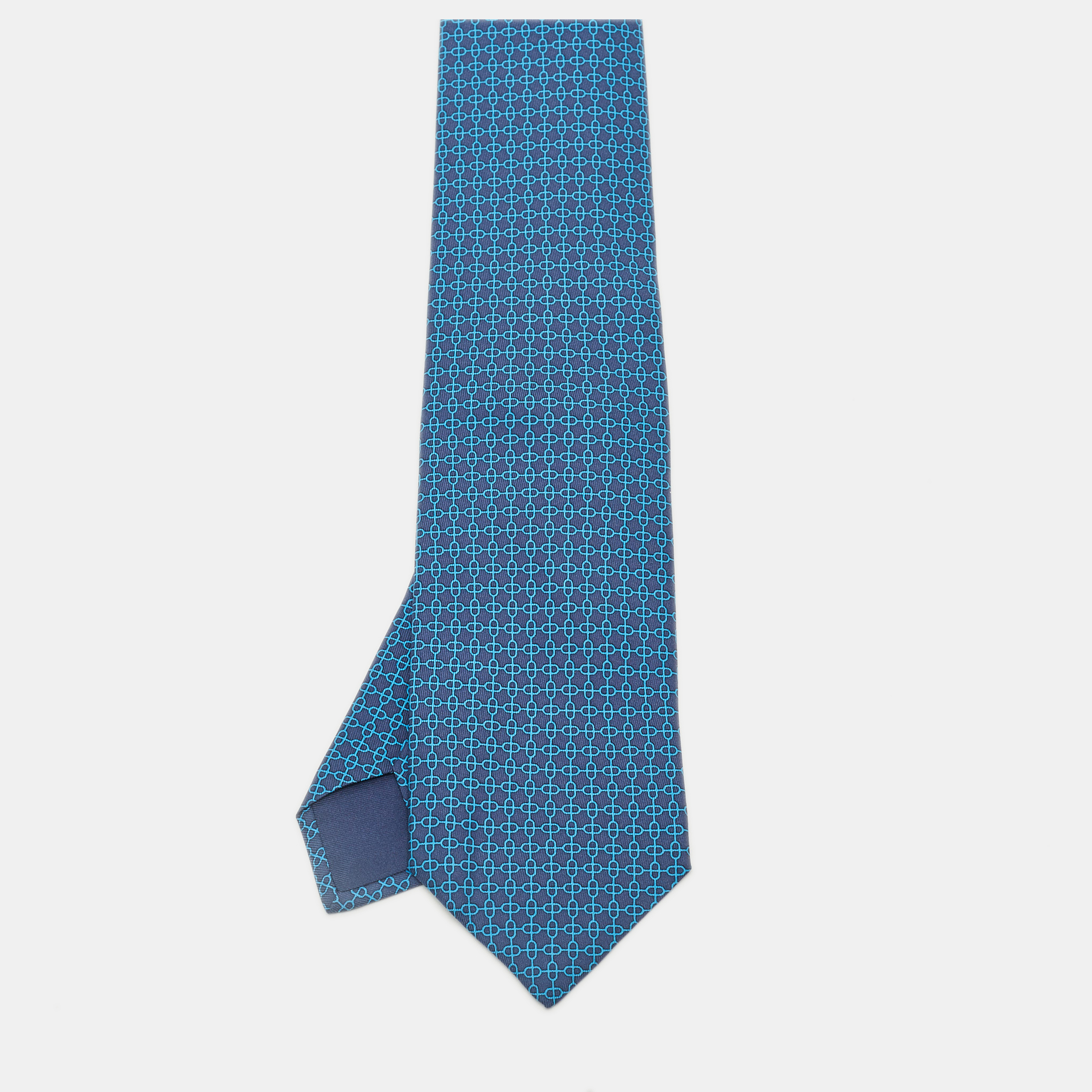 

Hermès Blue Geometric Print Silk Tie