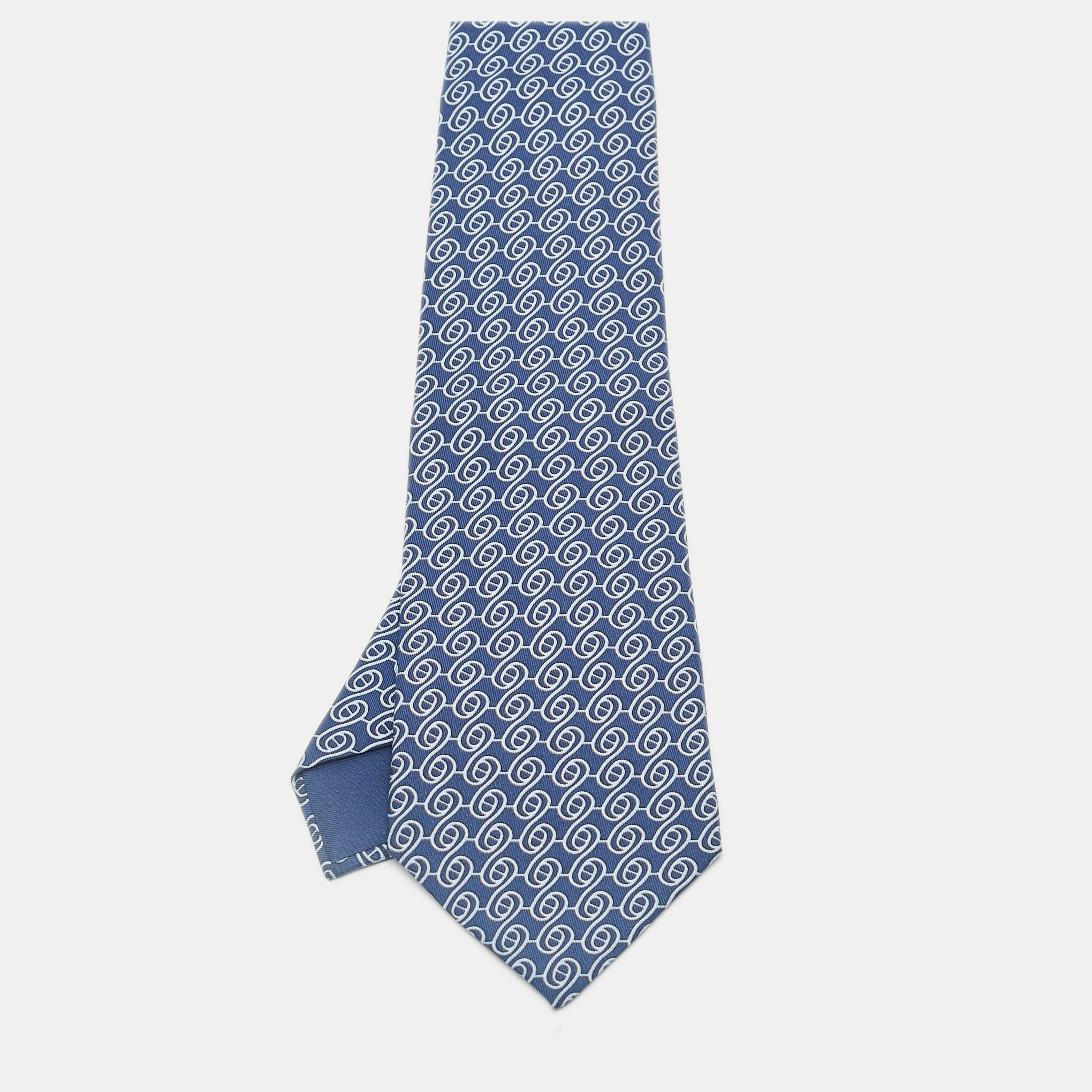

Hermès Blue Printed Silk Tie