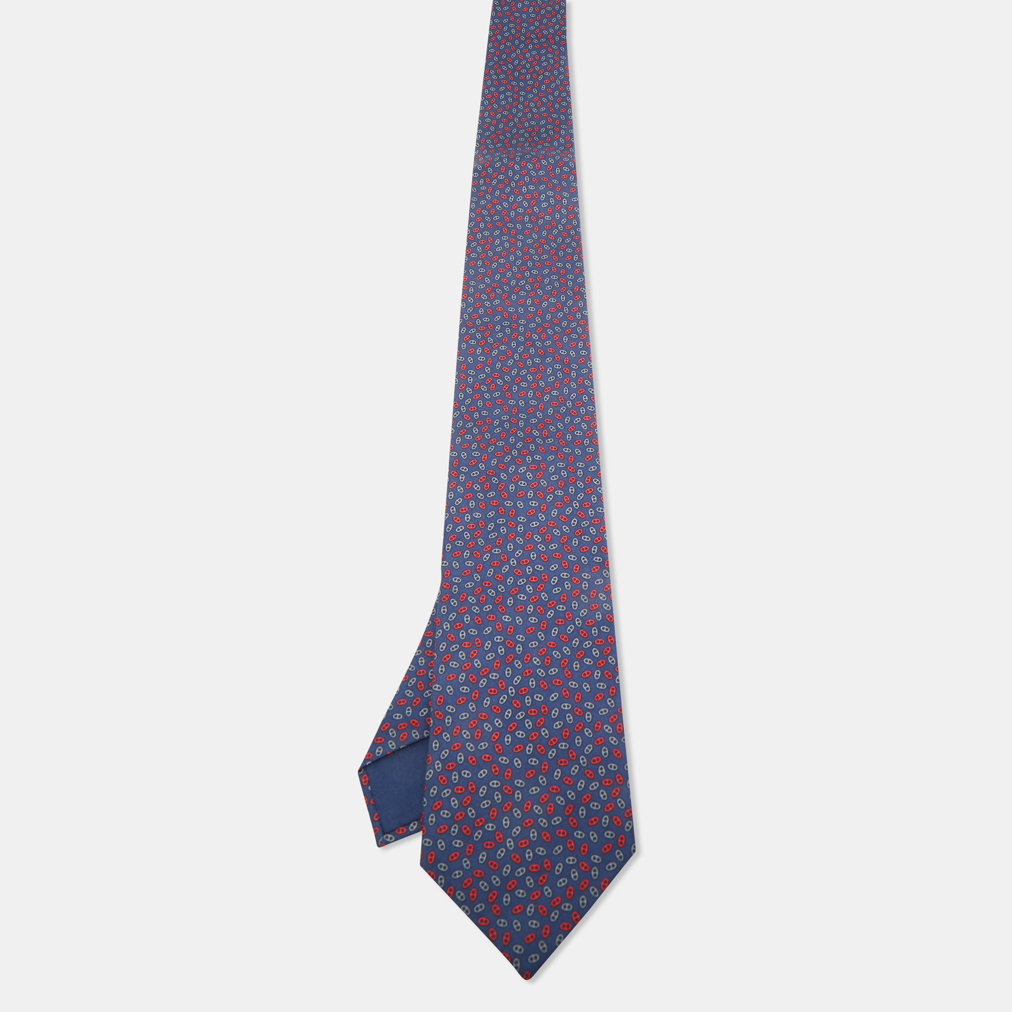 Pre-owned Hermes Hermès Blue Silk Petits Maillons Tie