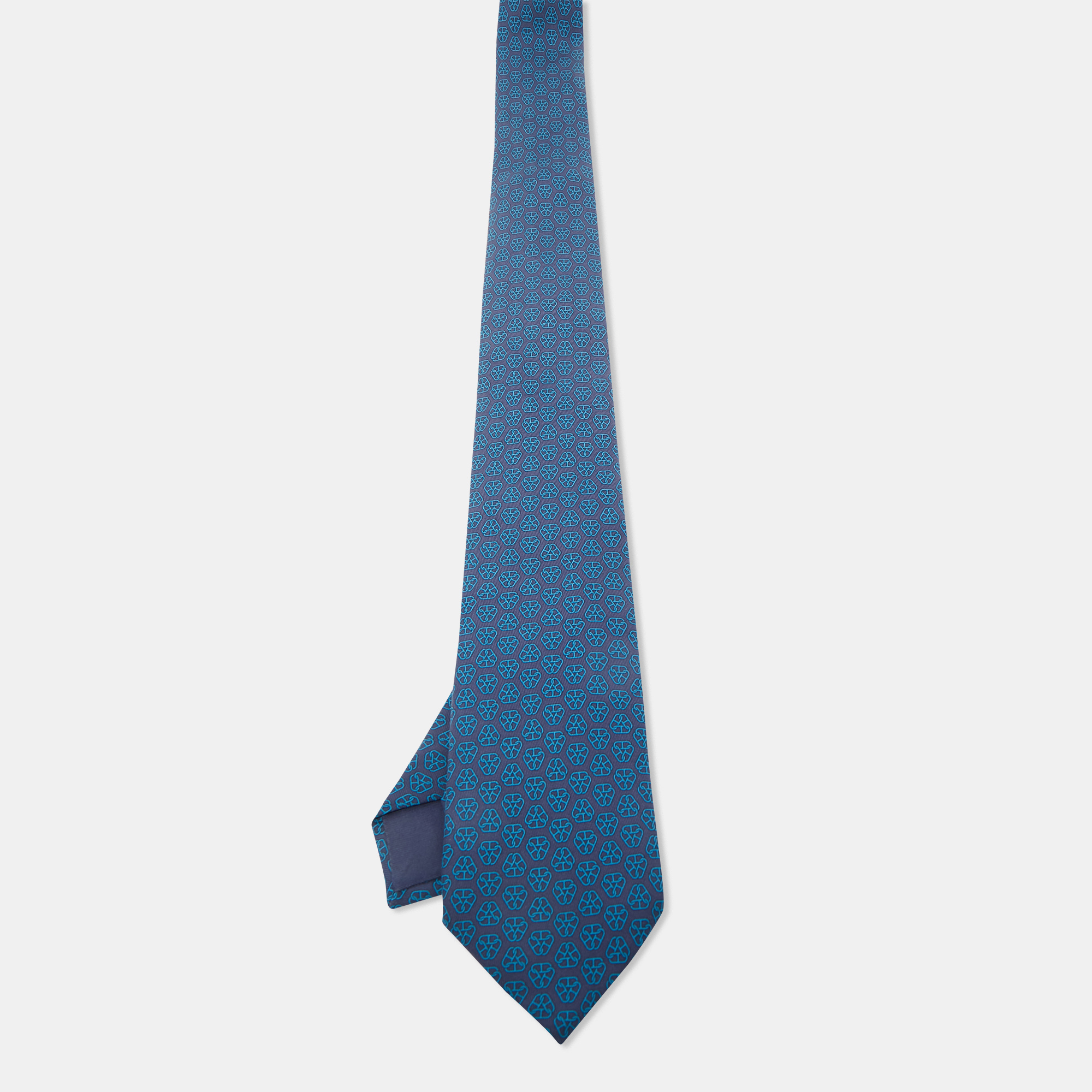 

Hermès Blue Printed Silk Tie
