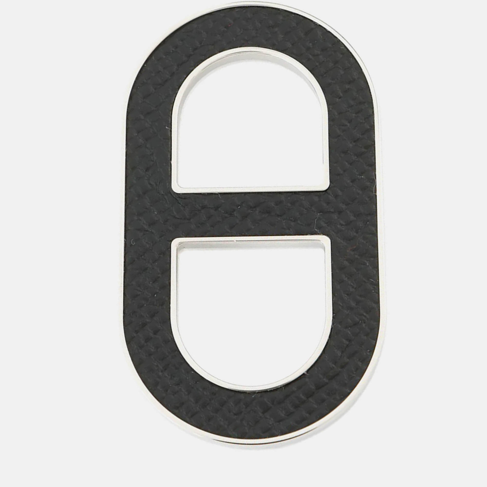 Pre-owned Hermes Chaine D'ancre Brooch Black Metal Epsom