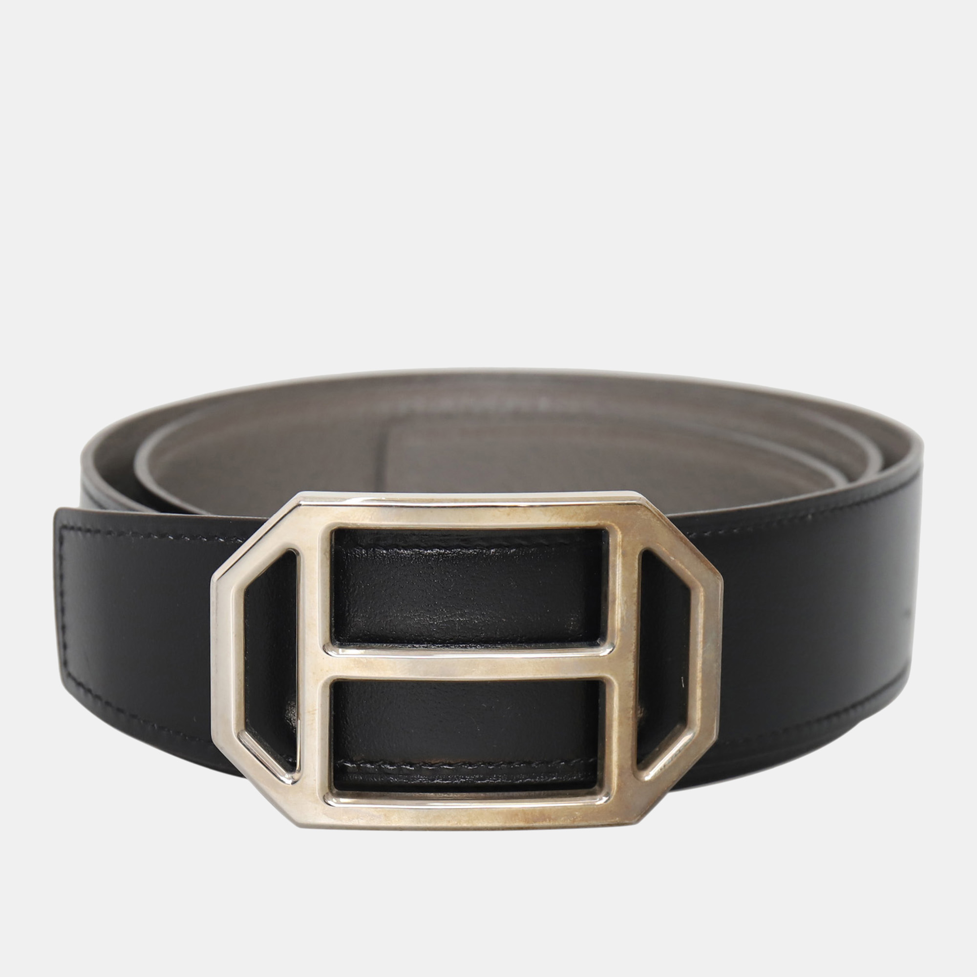 

Hermes Black Buckle Leather Belt