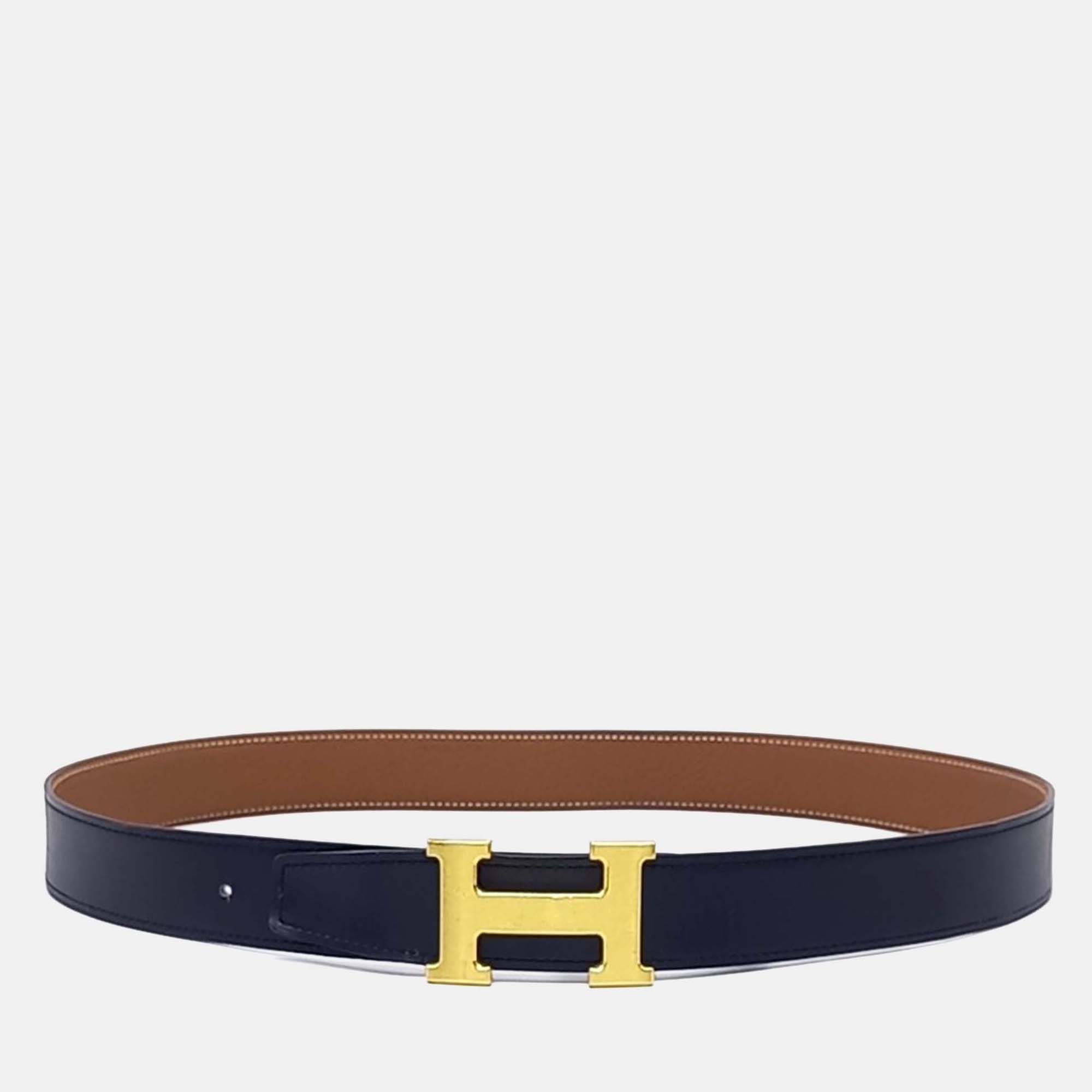 

Hermes Black/Brown Leather H Reversible Belt