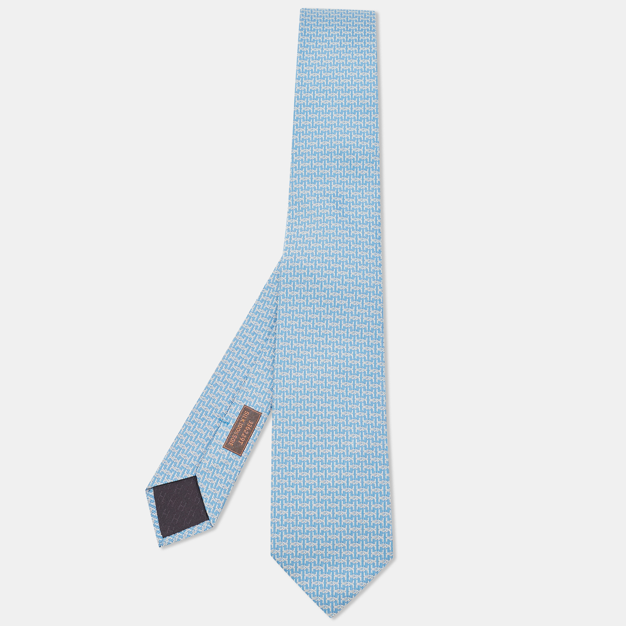 

Hermès Blue Silk H Marin Tie