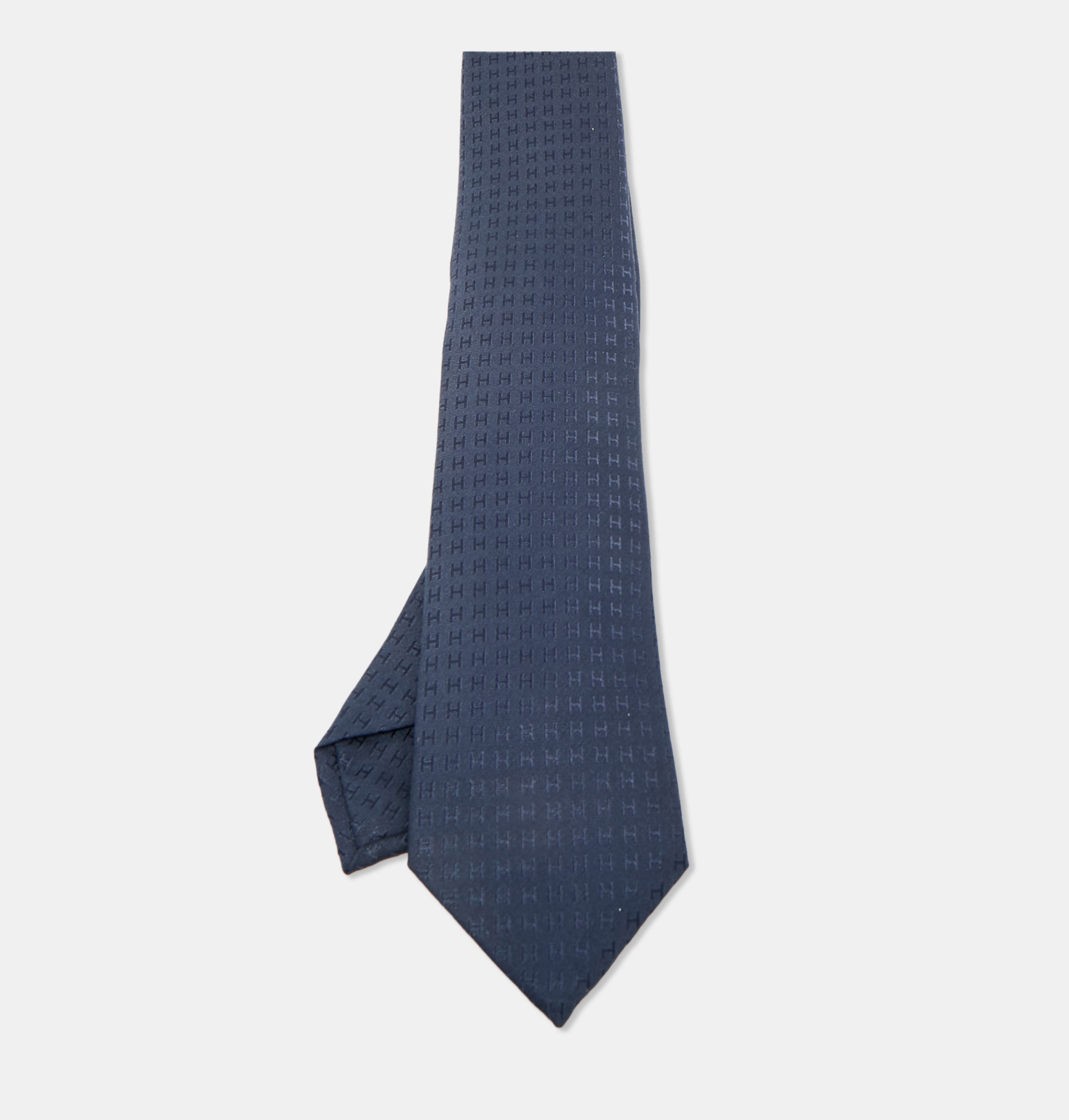 

Hermes Navy Blue H Patterned Silk Tie