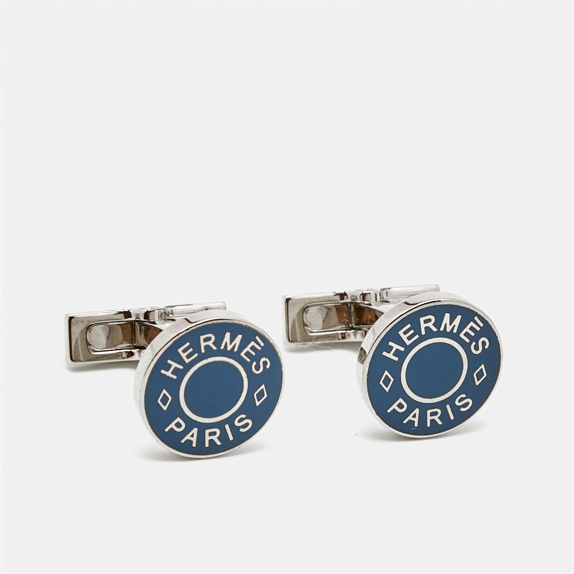 

Hermes Licol 2 Enamel Silver Tone Cufflinks