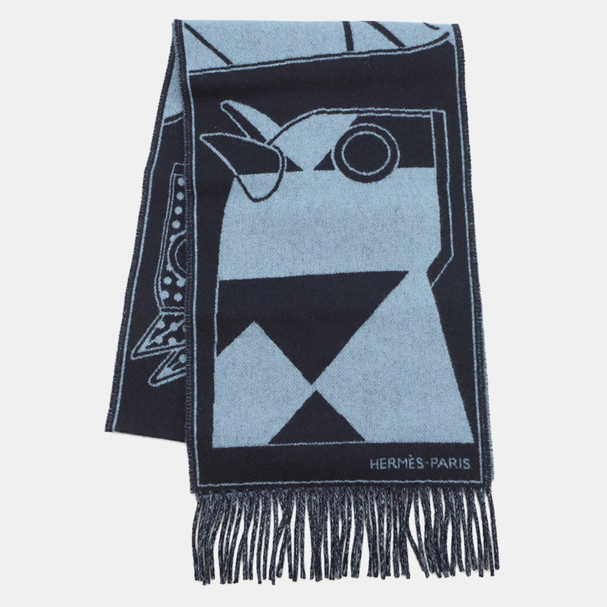 

Hermes Scarf Camail Jacquard Size Approximately170 25 Marine/Blue Orange Cashmere100%