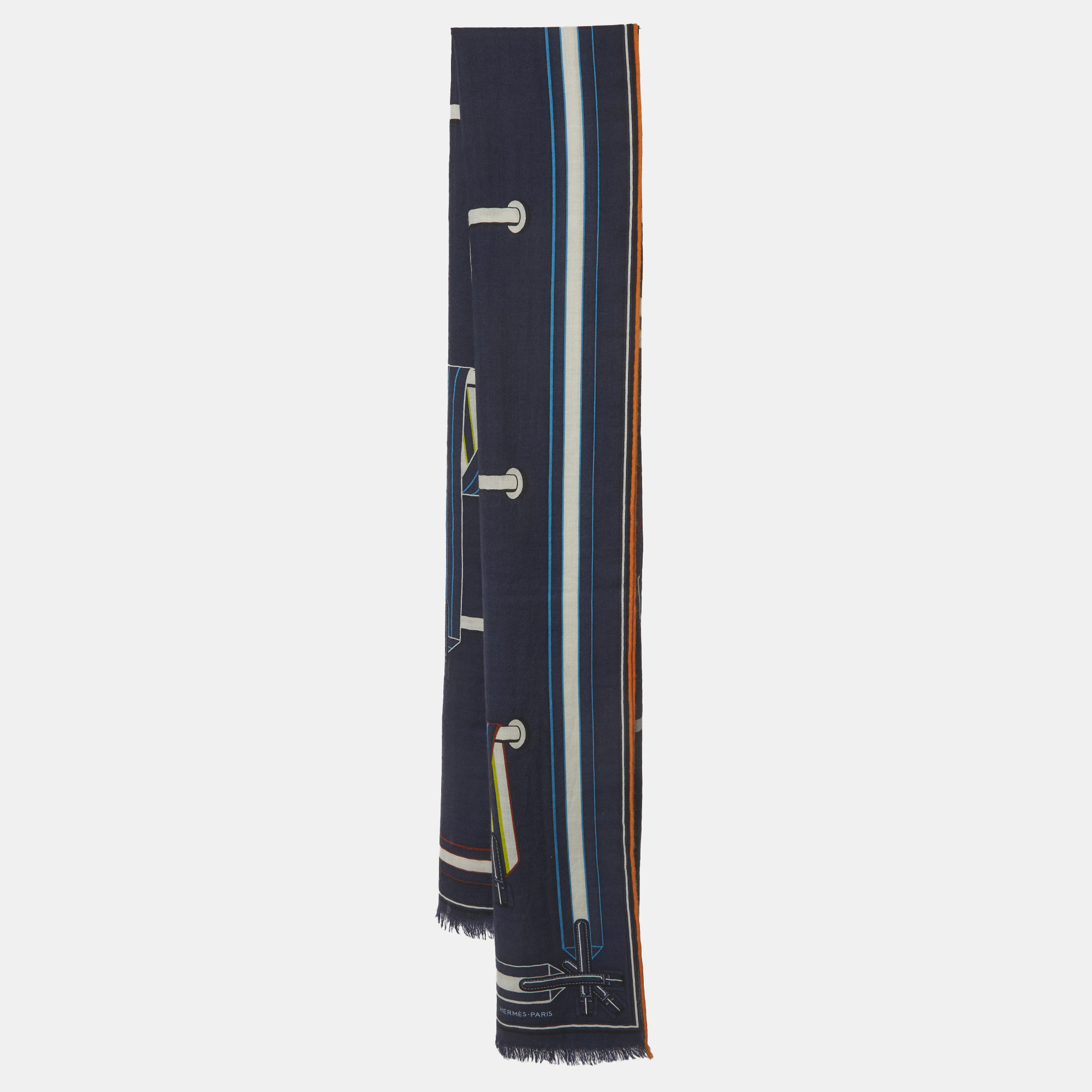 

Hermès Navy Blue Steeple Chase Cashmere & Silk Rectangle Scarf