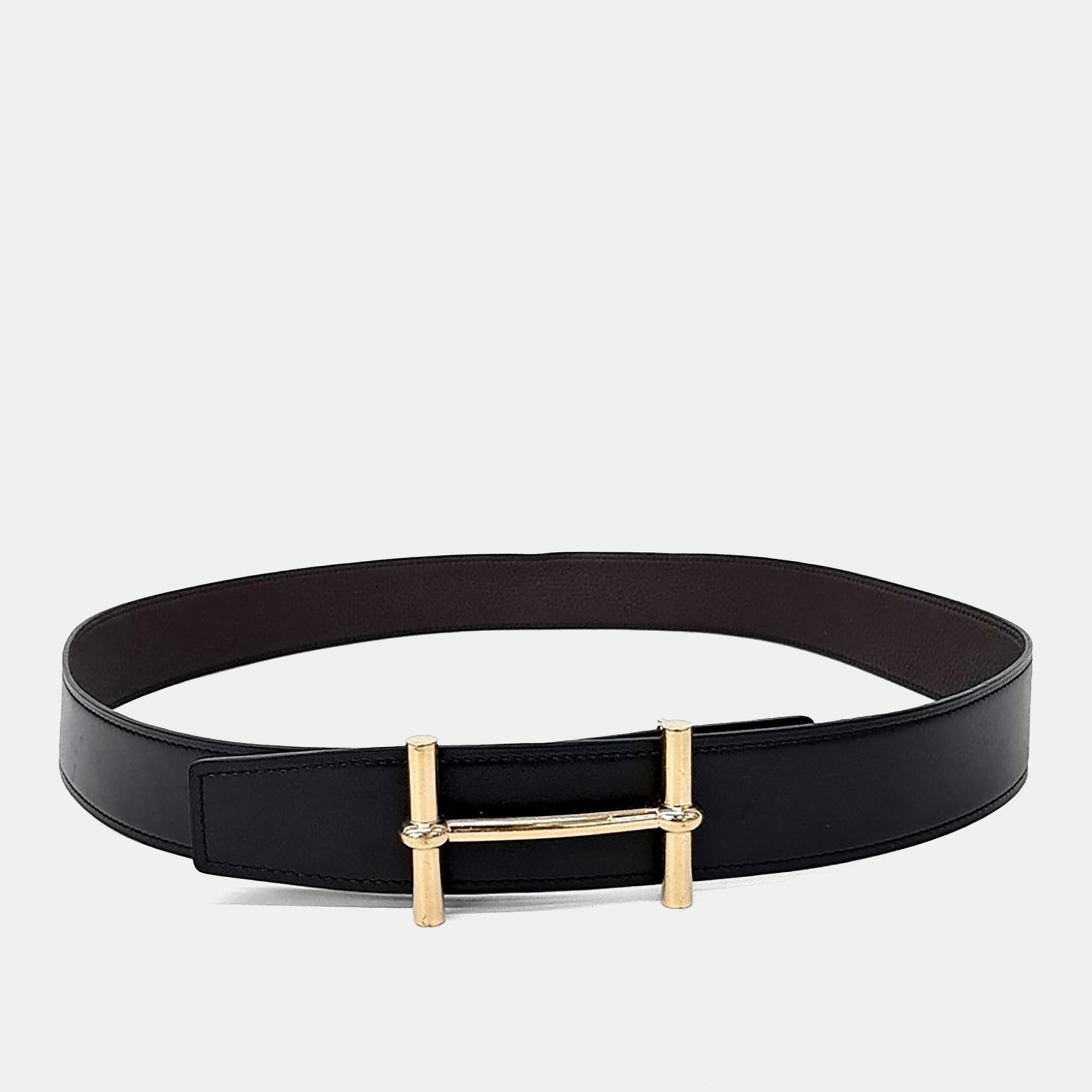 

Hermes Black Purple Leather Reversible Belt
