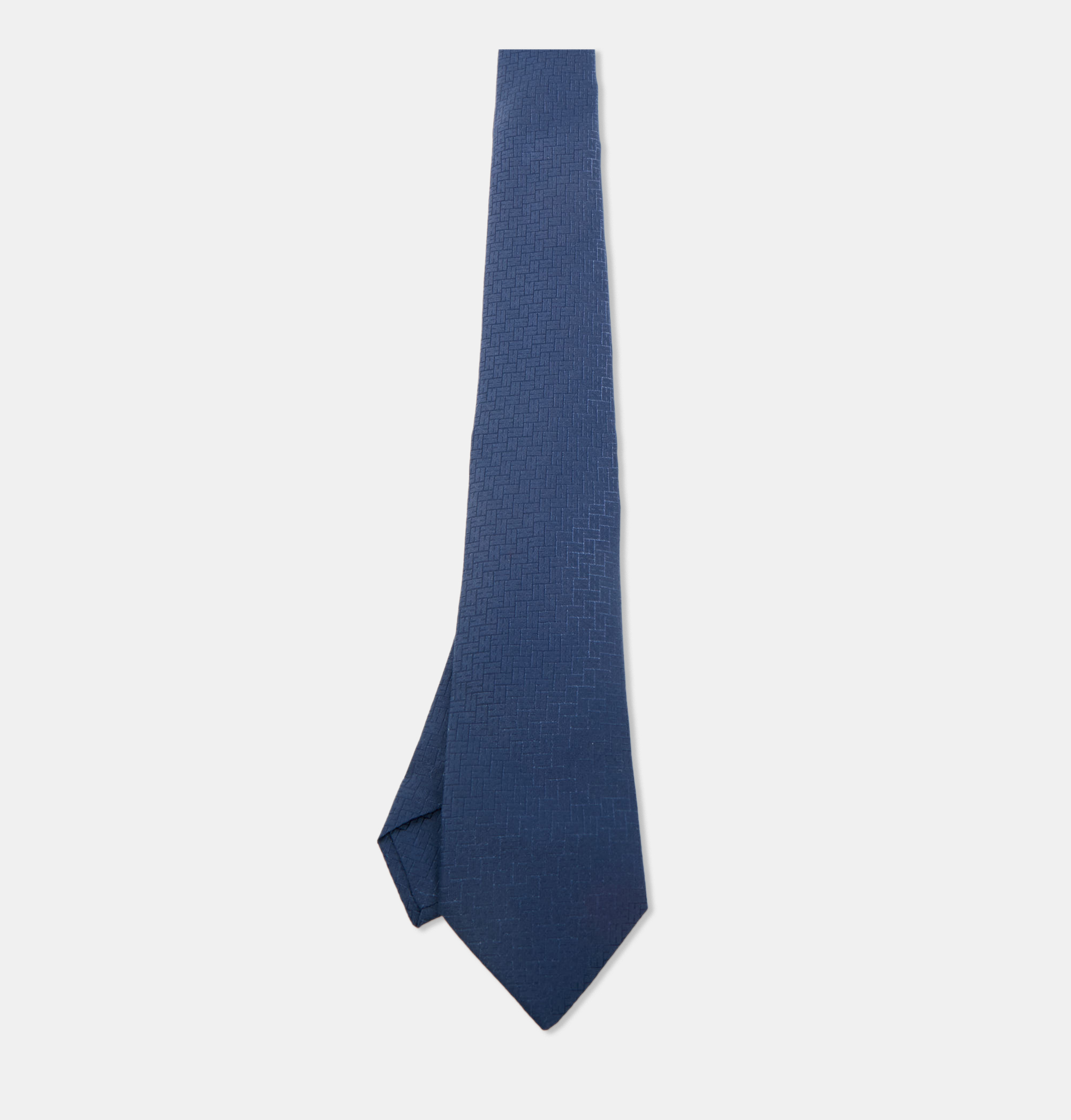 

Hermès Navy Blue Patterned Silk Skinny Tie