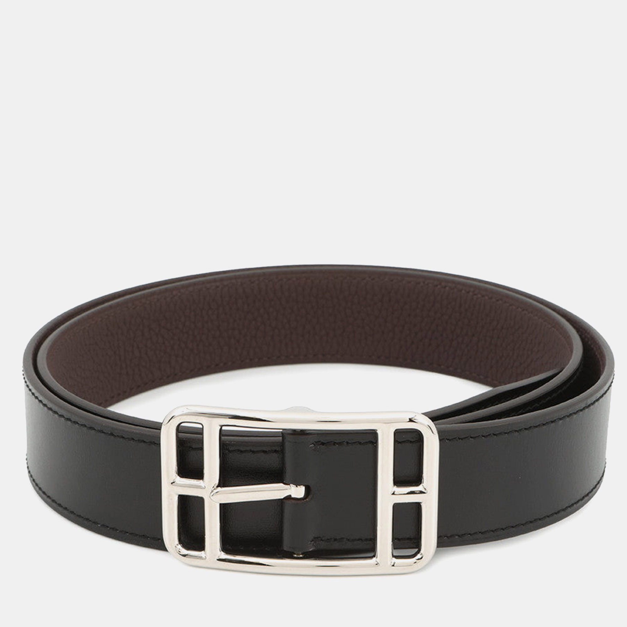 

Hermes Cape Cod Reversible Belt Size  Black/Ebene Box Calf Leather Togo Leather