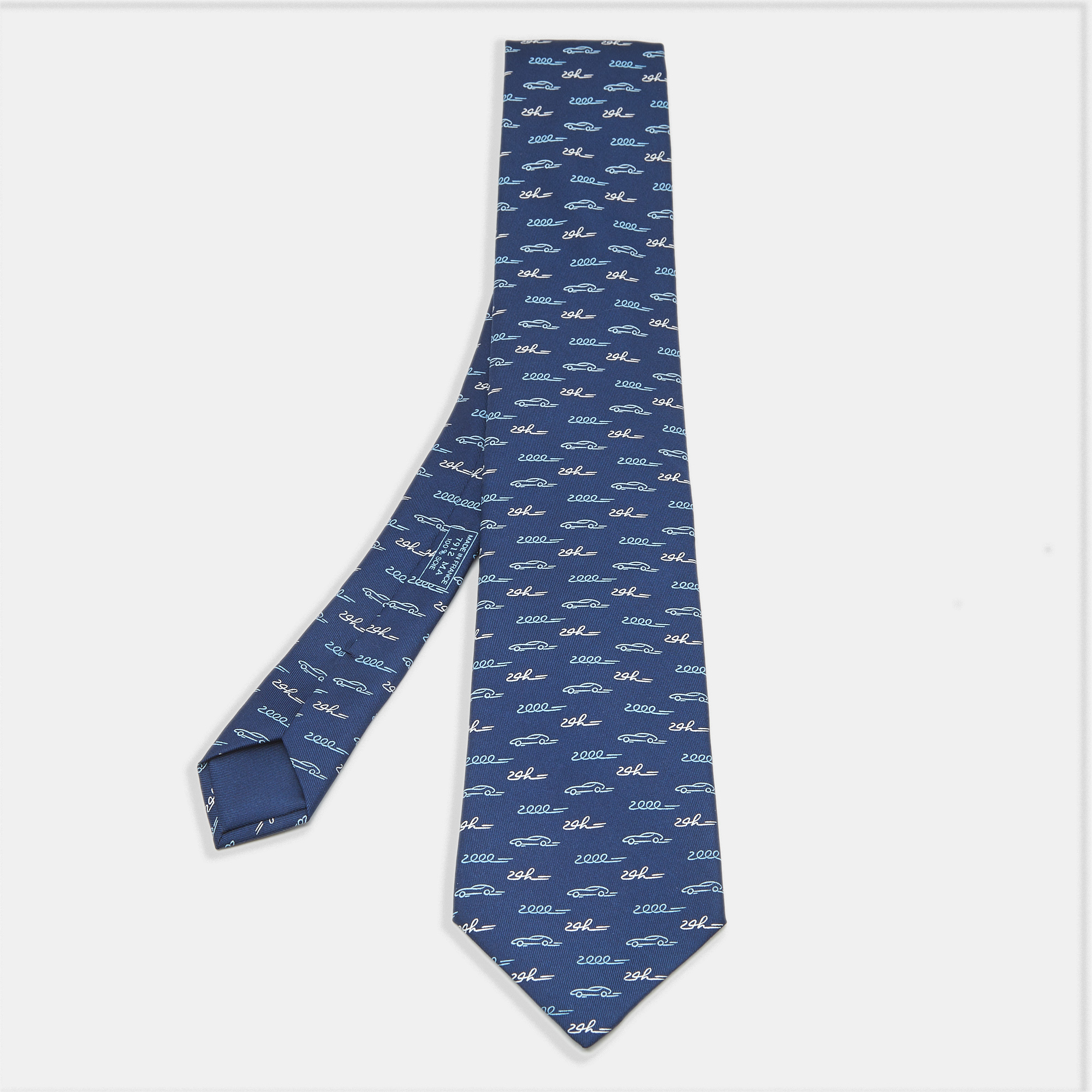 

Hermès Navy Blue Silk Cars Le Mans Tie