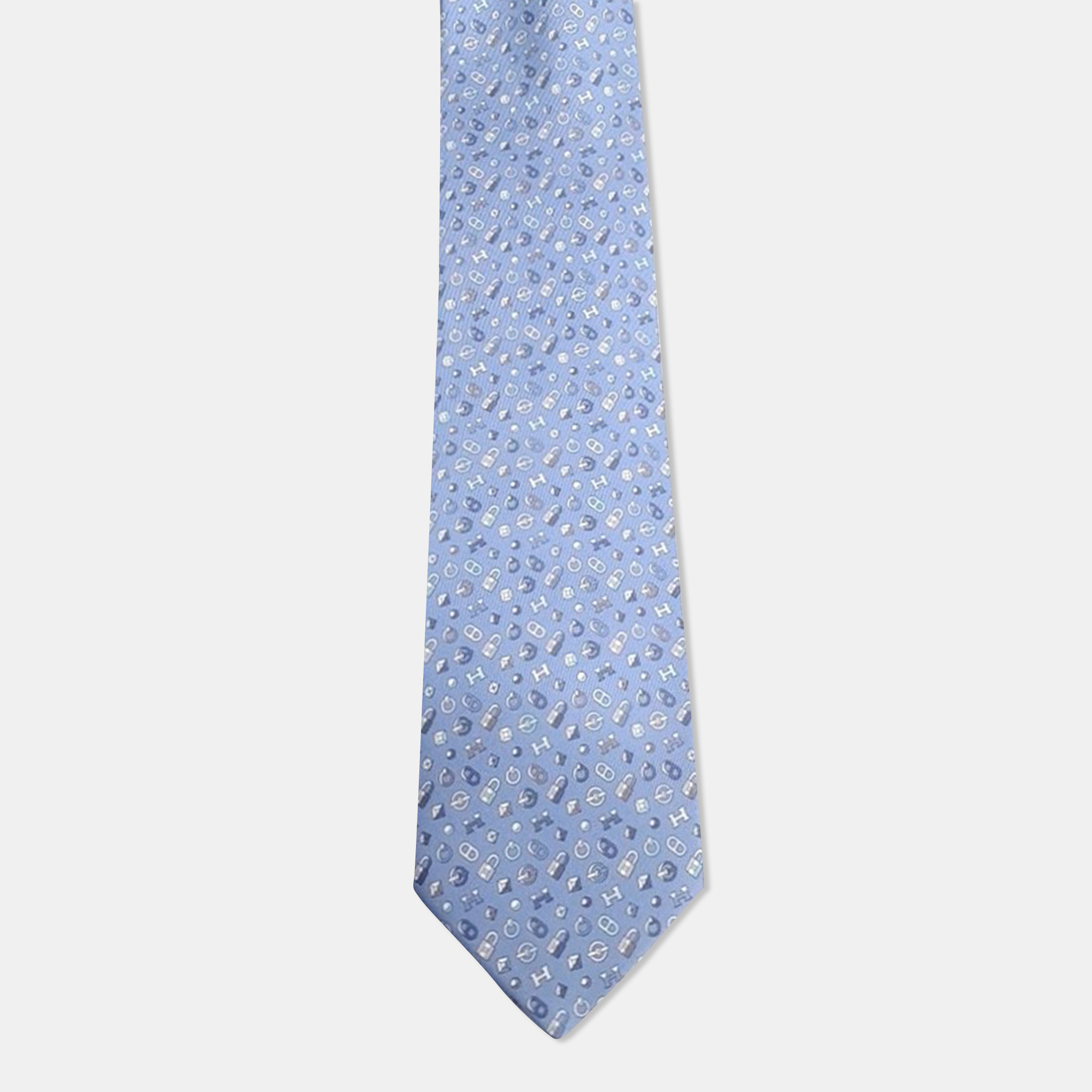 

Hermes Blue Silk Tie