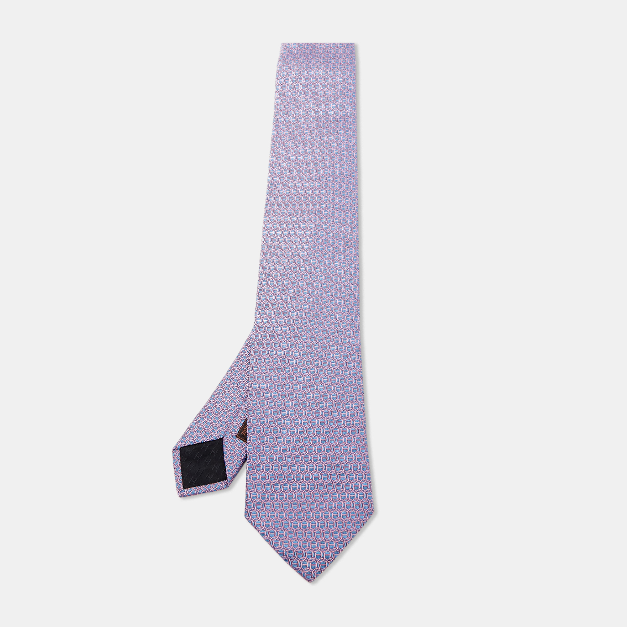 

Hermes Purple Maille H Jacquard Silk Classic Tie