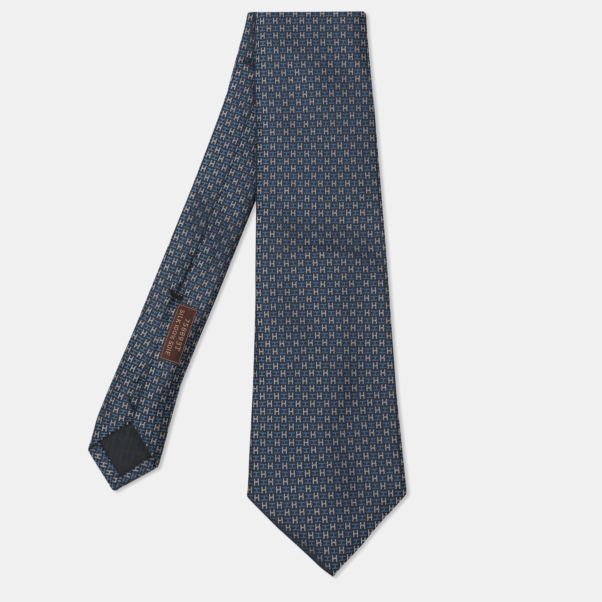 

Hermes Blue H Jacquard Silk Neck Tie