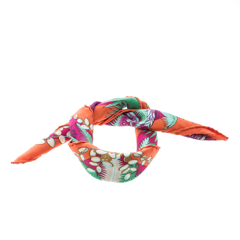 مملوكة مسبقًا Hermes Multicolor Mythiques Phoenix Printed Silk Pocket Square