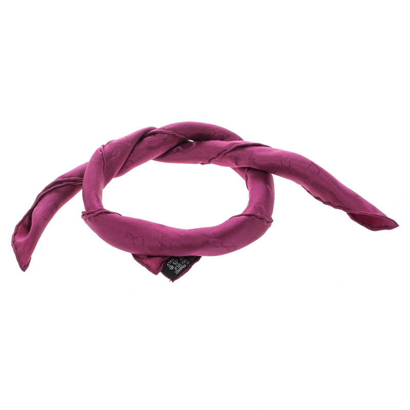 مملوكة مسبقًا منديل جيب هيرمس حرير جاكارد بنقوش هورسبيت وردي داكن مربع