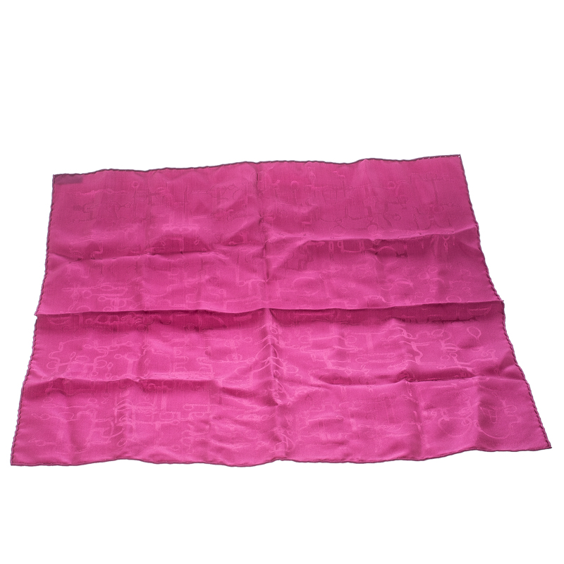 

Hermes Magenta Pink Horsebit Pattern Silk Jacquard Pocket Square