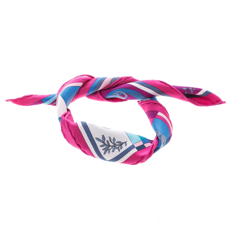 Hermes Multicolor Della Cavalleria Printed Silk Pocket Square