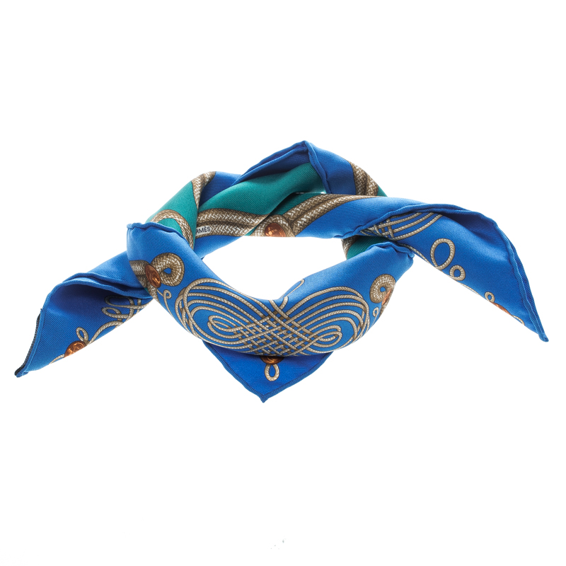 مملوكة مسبقًا Hermes Multicolor Brandebourgs Military Printed Silk Pocket Square