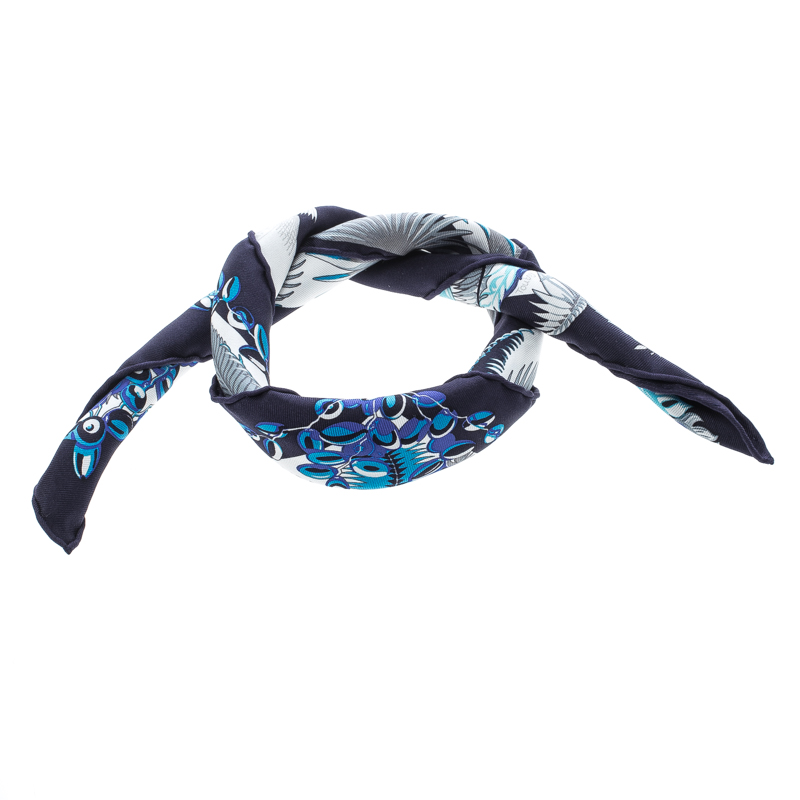 Pre Owned Hermes Multicolor Mythiques Phoenix Printed Silk Pocket Square