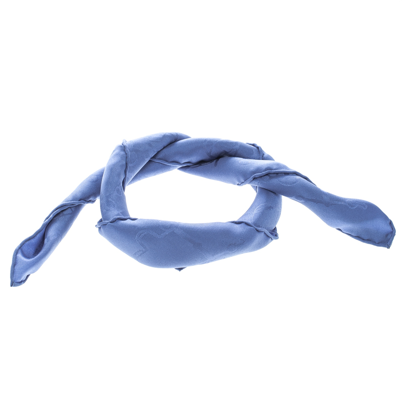 مملوكة مسبقًا Hermes Blue Horsebit Pattern Silk Jacquard Pocket Square