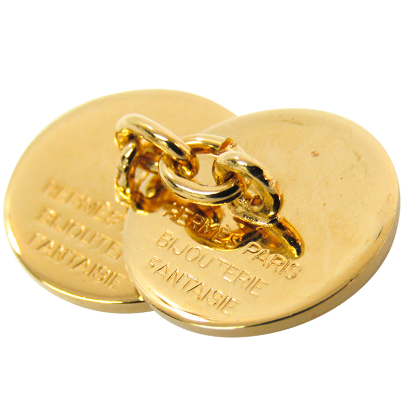 Hermes Gold Plated Sellier Cufflinks 