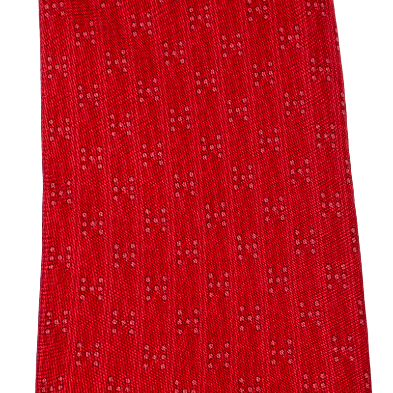 

Hermes Red Silk Geometric H Dot Print Tie