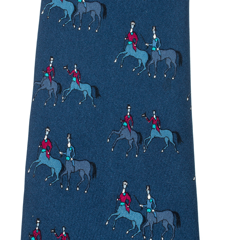 

Hermes Blue Double Horse Equestrian Silk Tie