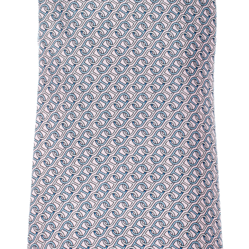 

Hermes Pink and Blue Infinite Link Print Silk Tie