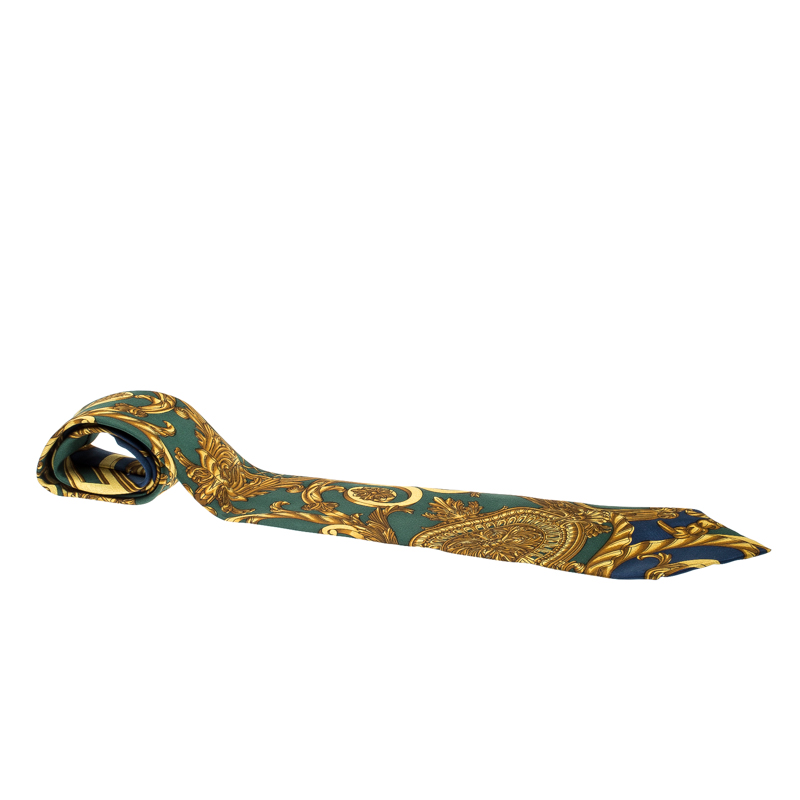 Pre Owned Hermes Multicolor Baroque Print Silk Tie