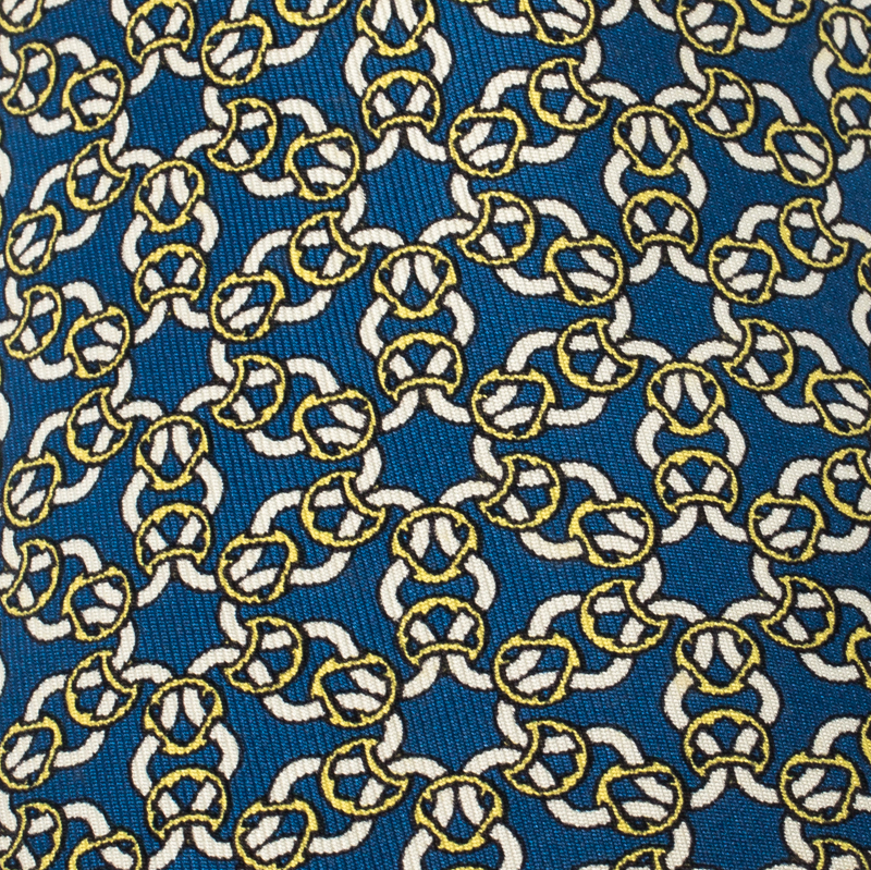 

Hermès Blue Chain Print Silk Classic Tie