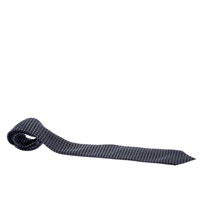 Pre Owned Hermes Bicolor Faconee H Silk Jacquard Classic Tie