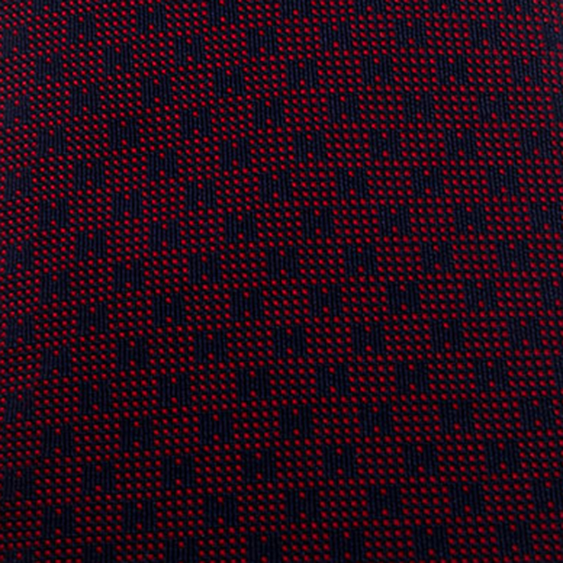 

Hermès Red and Navy Blue H Patterned Jacquard Silk Tie