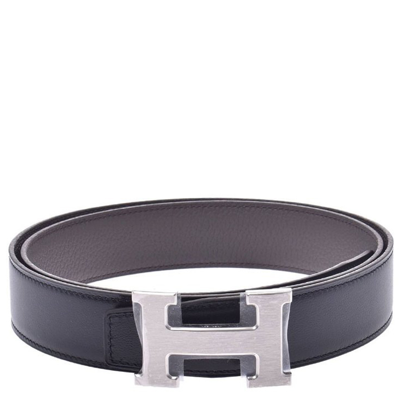Hermes Black Leather H Silver Hardware Reversible Belt 95cm Hermes | TLC