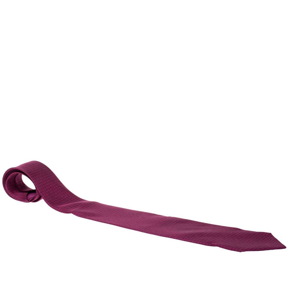 Pre Owned Hermes Pink Printed Traditional Silk Tie