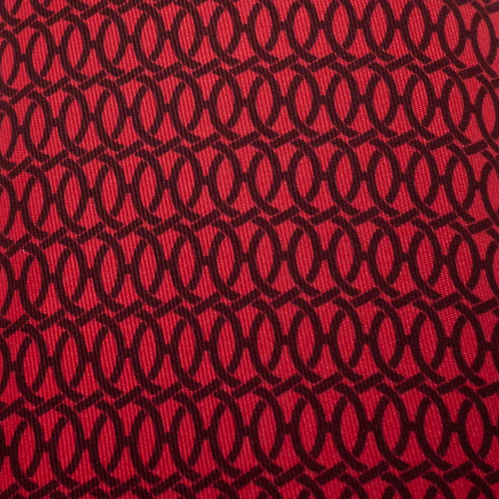 

Hermès Red Interlocking Link Print Silk Twill Tie