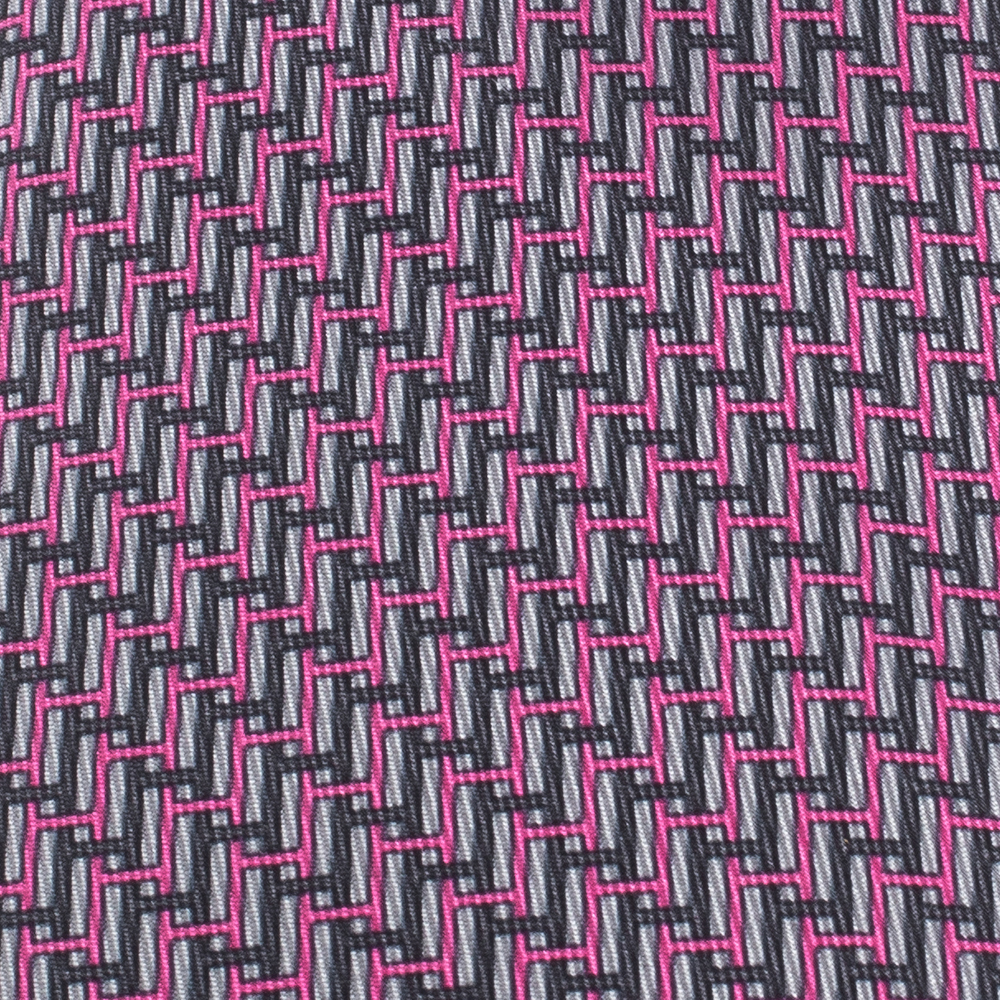 

Hermes Pink & Grey H Patterned Silk Tie