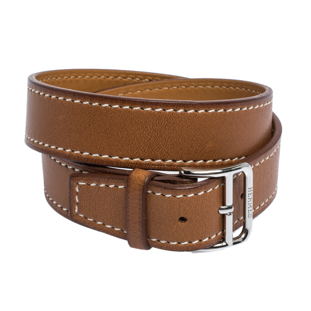 

Hermes Tan Brown Leather Double Tour Orlando Bracelet T4