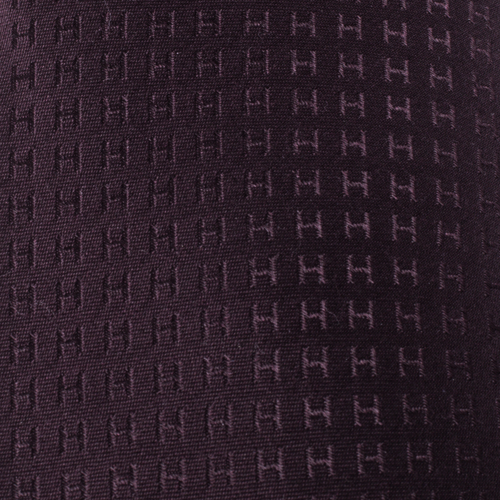 

Hermès Prune Faconnee H Silk Jacquard Tie, Purple
