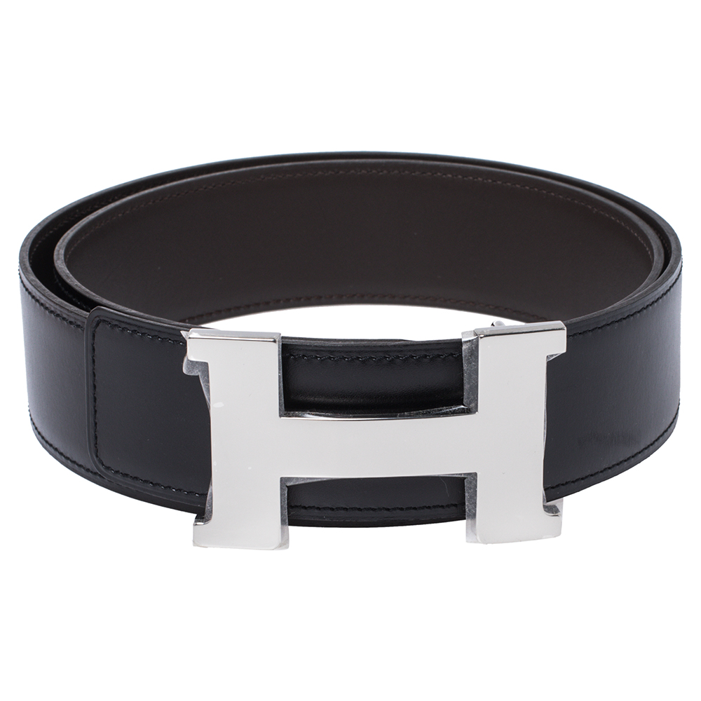 

Hermes Black/Cacao Box Calf Leather Constance Reversible Belt