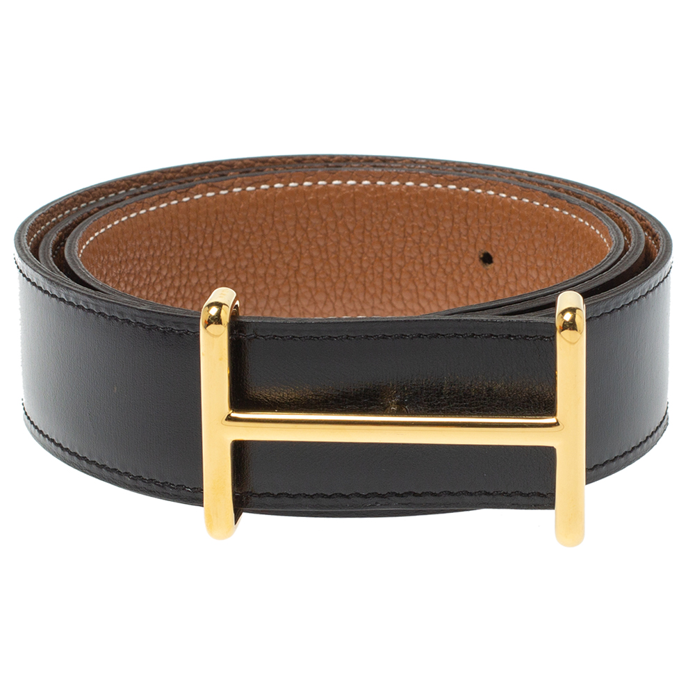

Hermes Black/Brown Box and Togo Leather Idem Reversible Belt