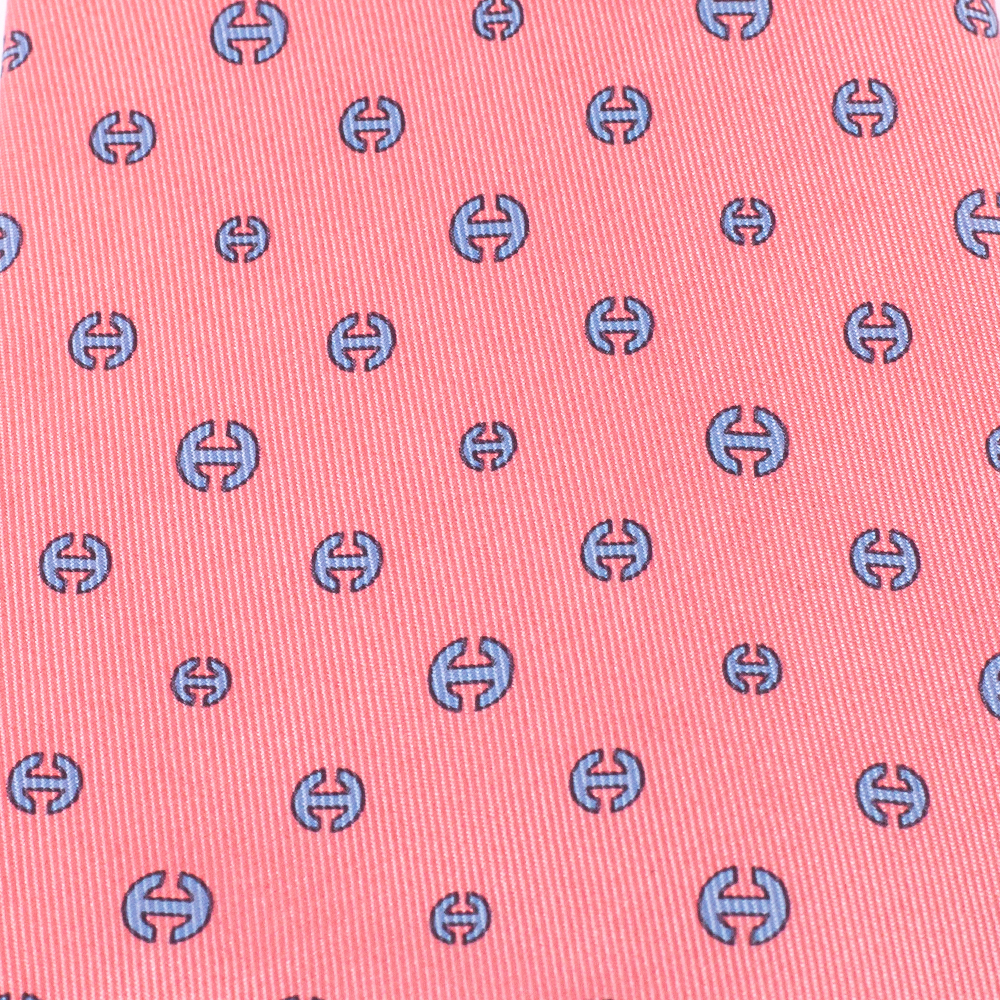 

Hermes Pink Curved H Print Silk Classic Tie