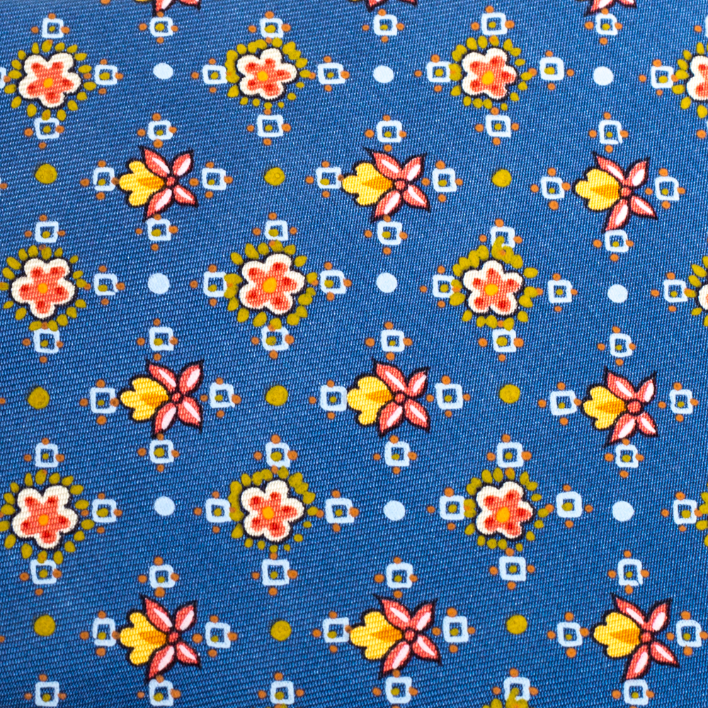 

Hermes Blue Printed Silk Traditional Tie