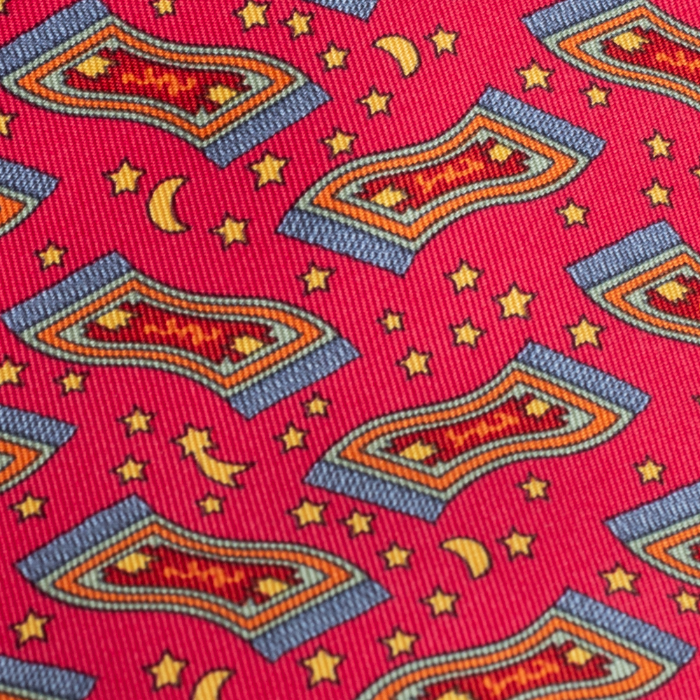 

Hermes Vermillion Magic Carpet Print Silk Tie, Pink