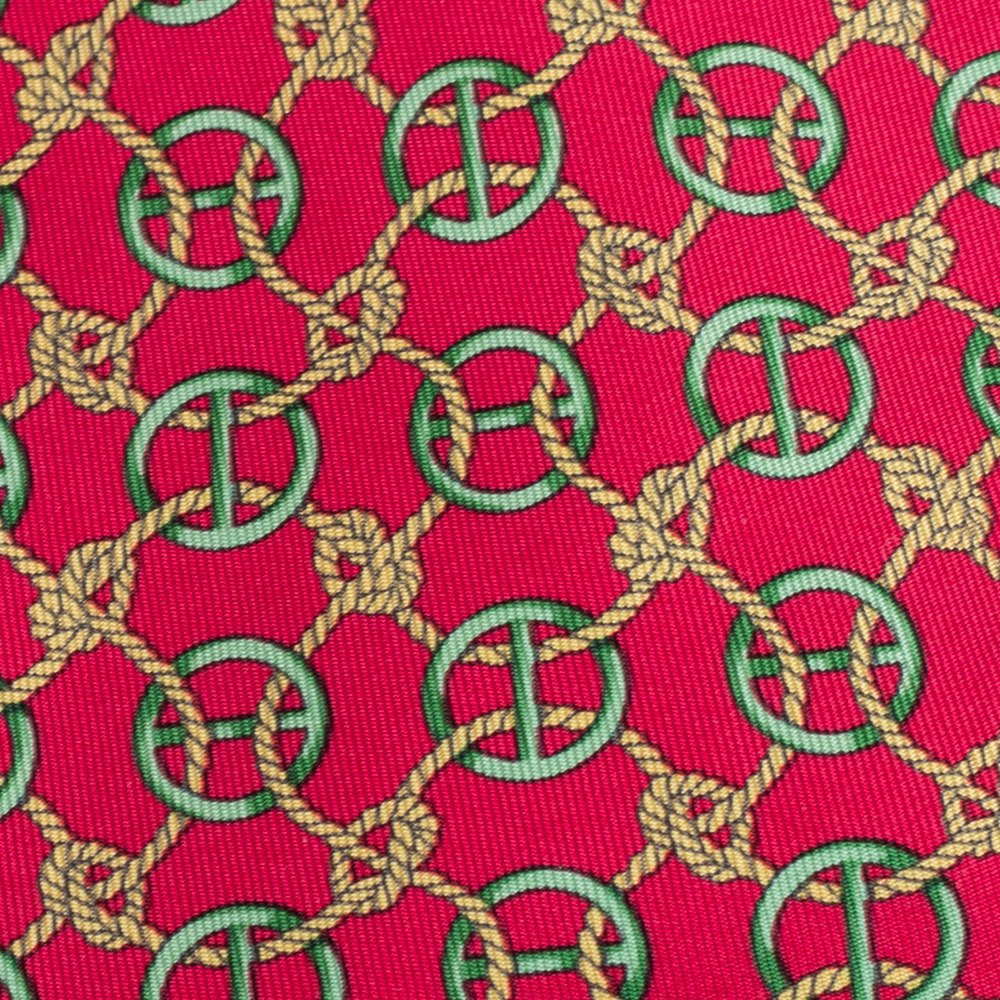 

Hermes Vintage Vermillion Rope Pattern Print Silk Tie, Red