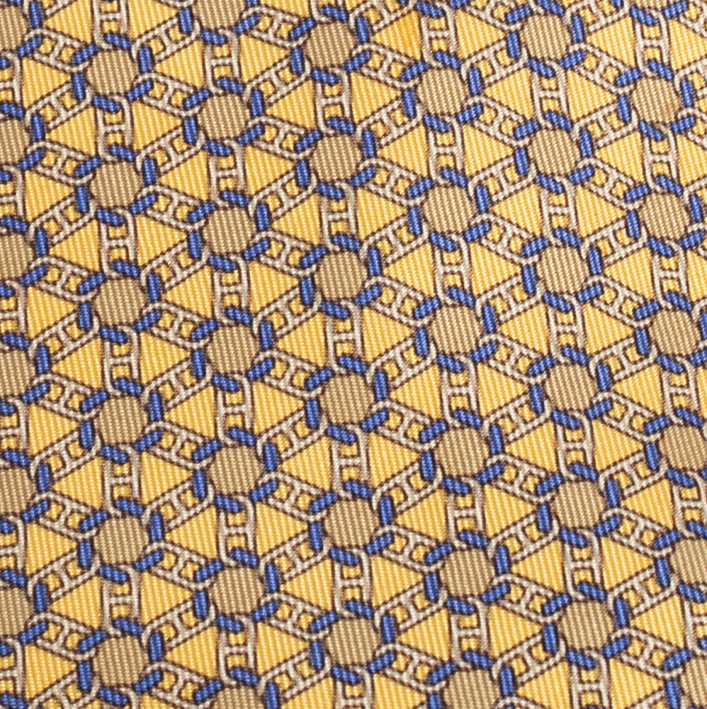 

Hermes Light Yellow Interlocking Print Silk Tie