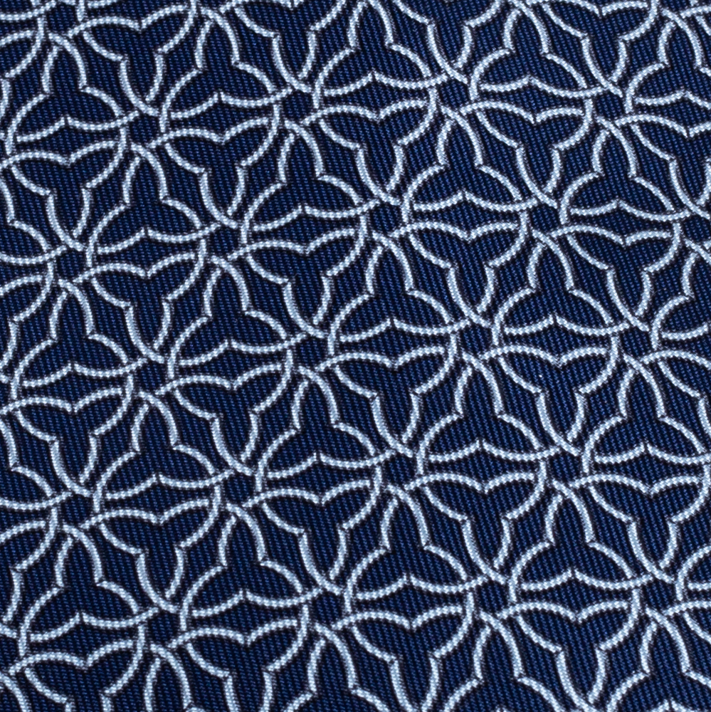 

Hermes Navy Blue Geometric Print Silk Tie