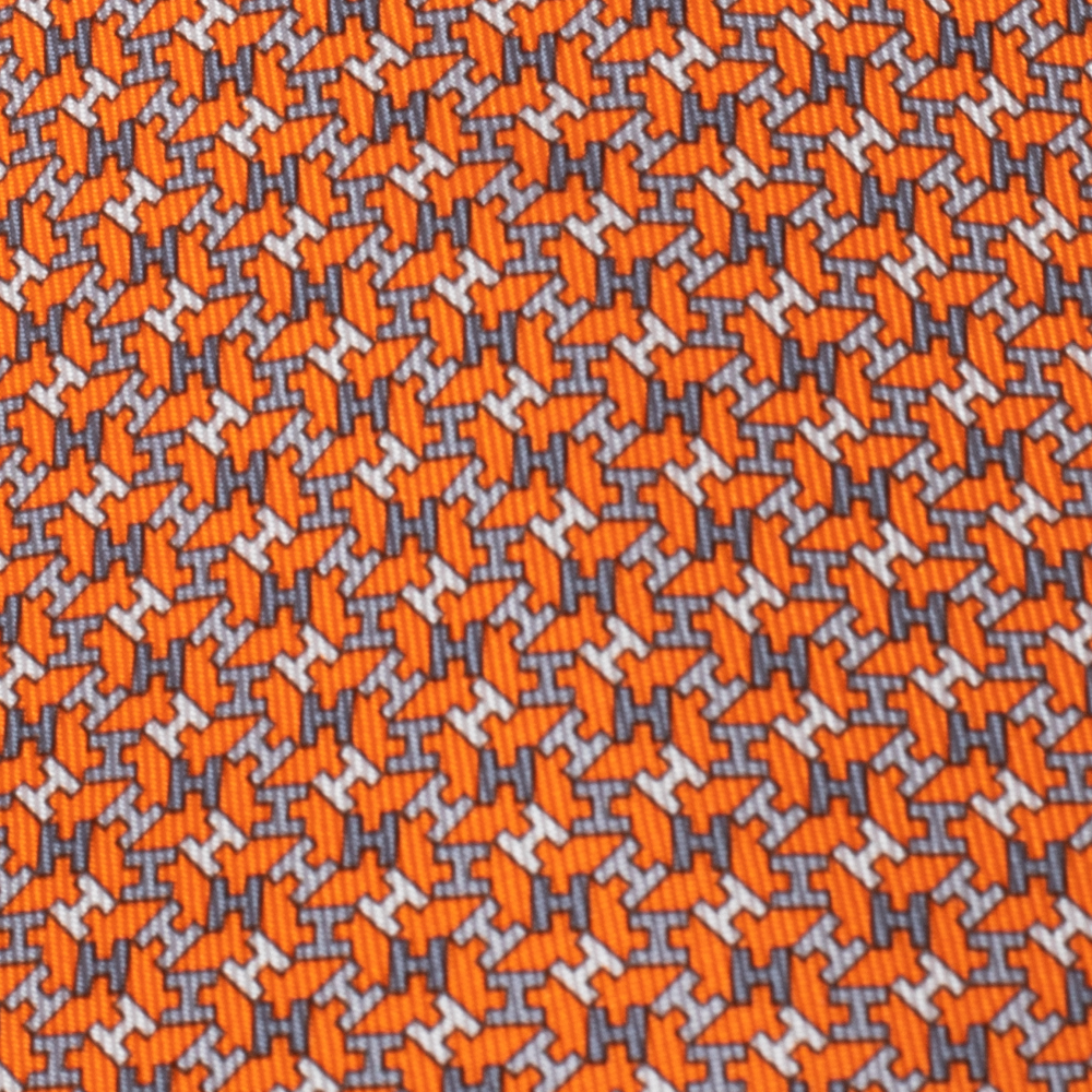 

Hermès Orange 7 H Equilibre Silk Tie