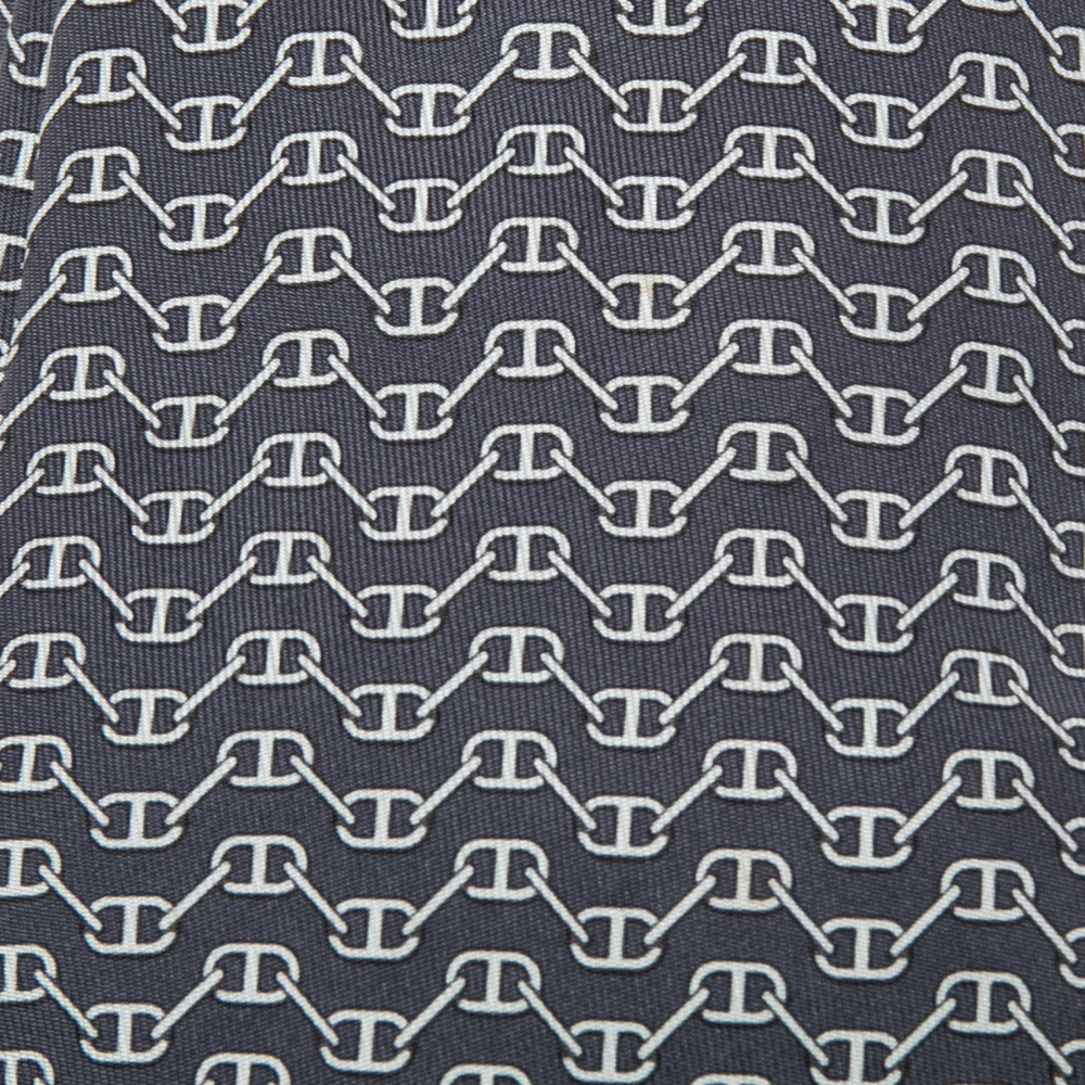 

Hermès Grey Chaine d'Ancre Print Silk Tie